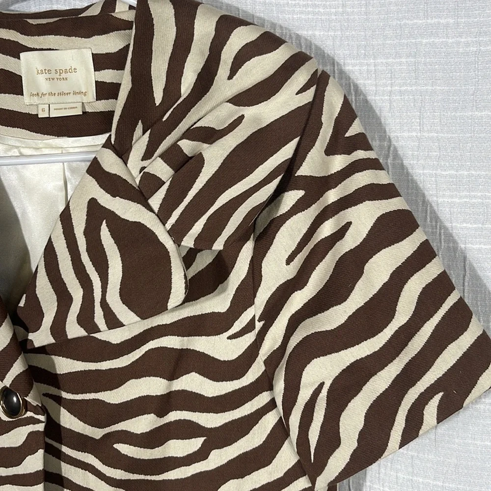 Kate Spade Brown Rose Zebra Safari Jacket size 6‎